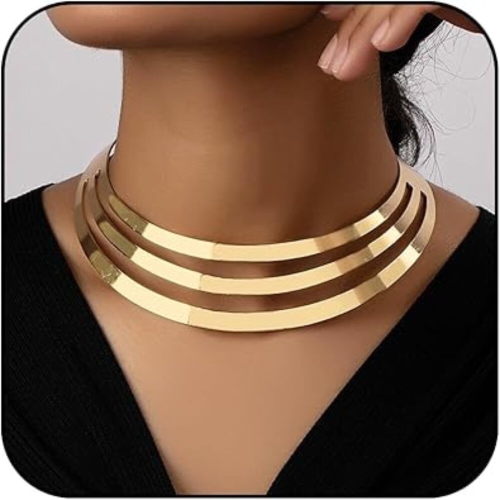 Chunky Gold‎ 3 Layer Statement Necklace Brand New !!